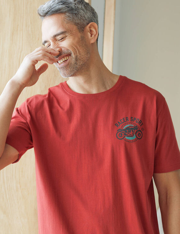 T-shirt pyjama impression poitrine manches courtes (rouille) T-shirt pyjama impression poitrine manches courtes (rouille)